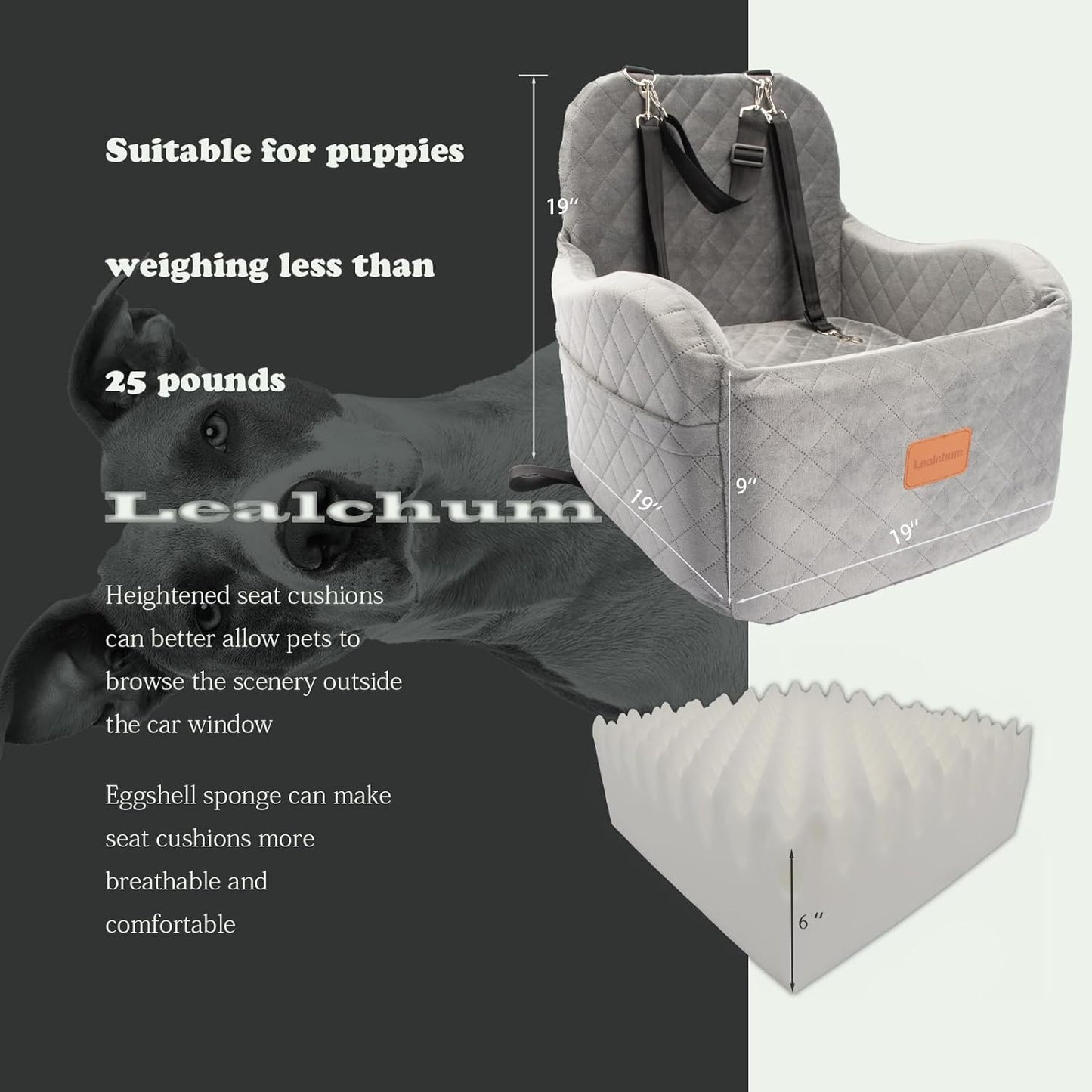 Dog Booster Car Seat for Small/Medium Dogs Up to