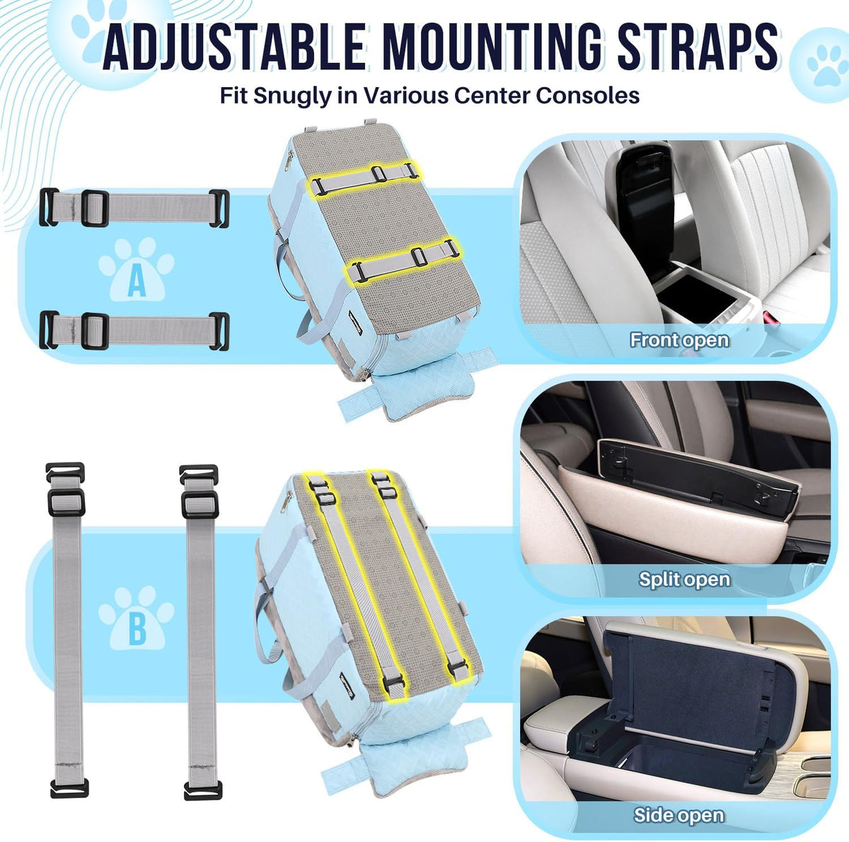 Console Dog Car Seat - Portable Center Dog Car Seat for