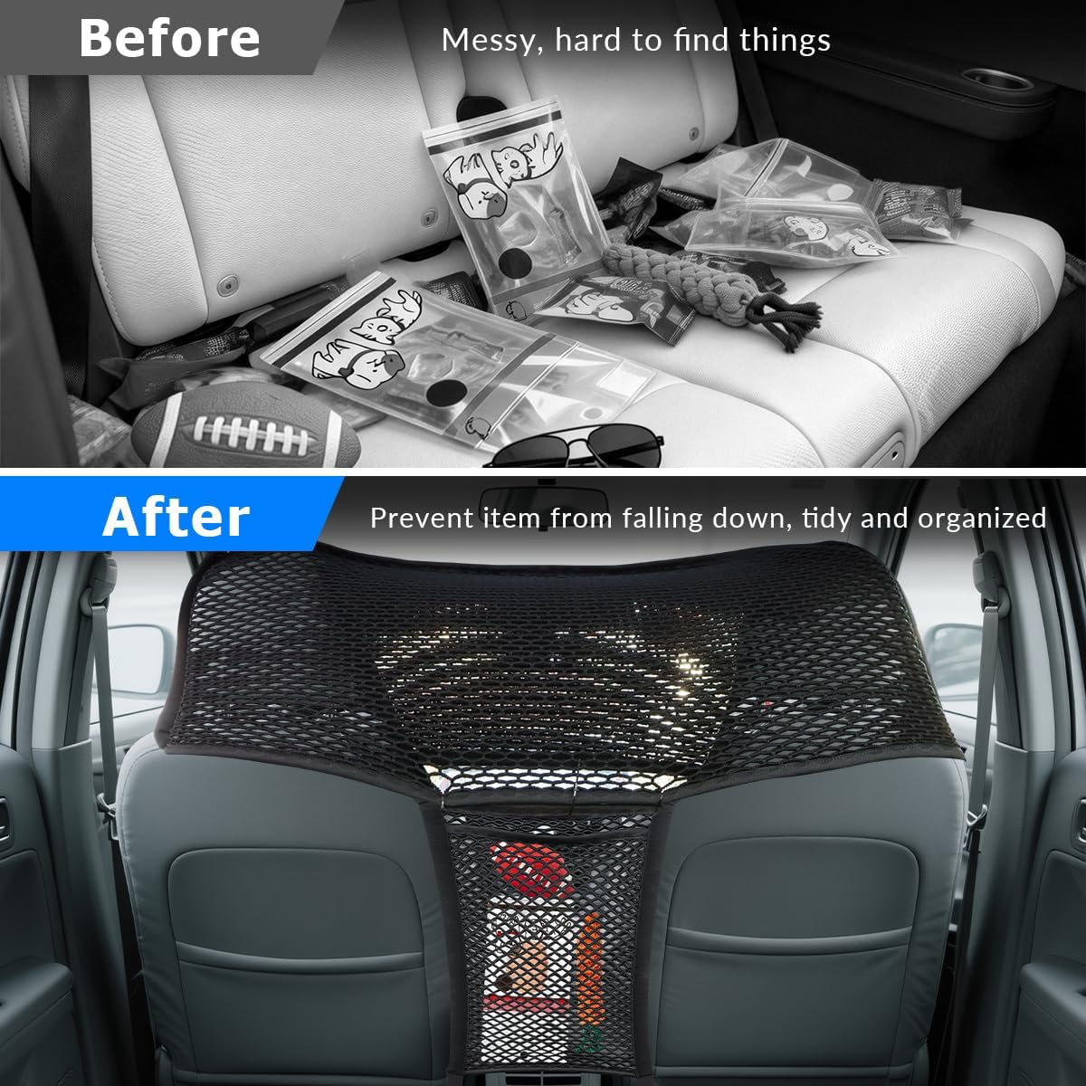 Car Dog Barrier Net Car Mesh Organizer Back Seat Divider