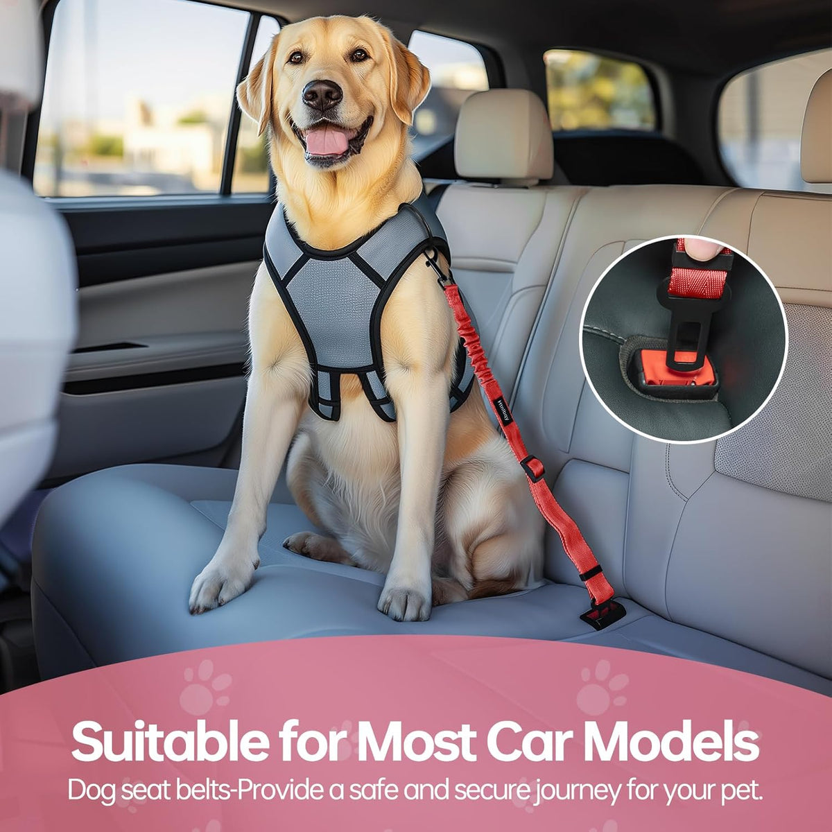 3 Pack Thickened Dog Seat Belt Adjustable Dog Car Seatbelts