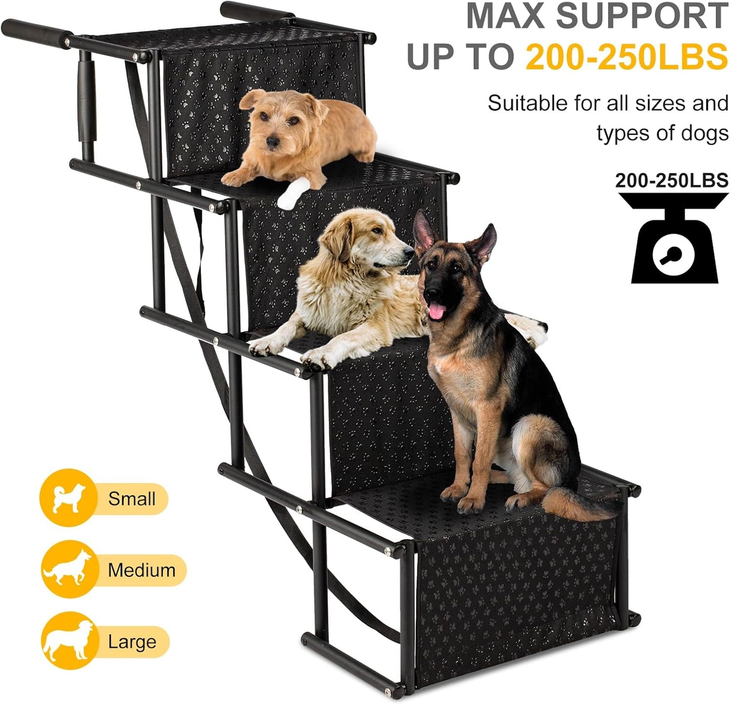 Dog Stairs for Car, Foldable Ramps for Dogs with Non-Slip