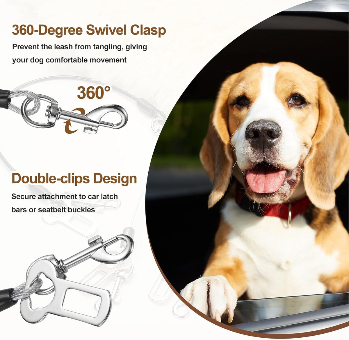 Chew Proof Dog Leash, 31 in Dog Seat Belt Harness with