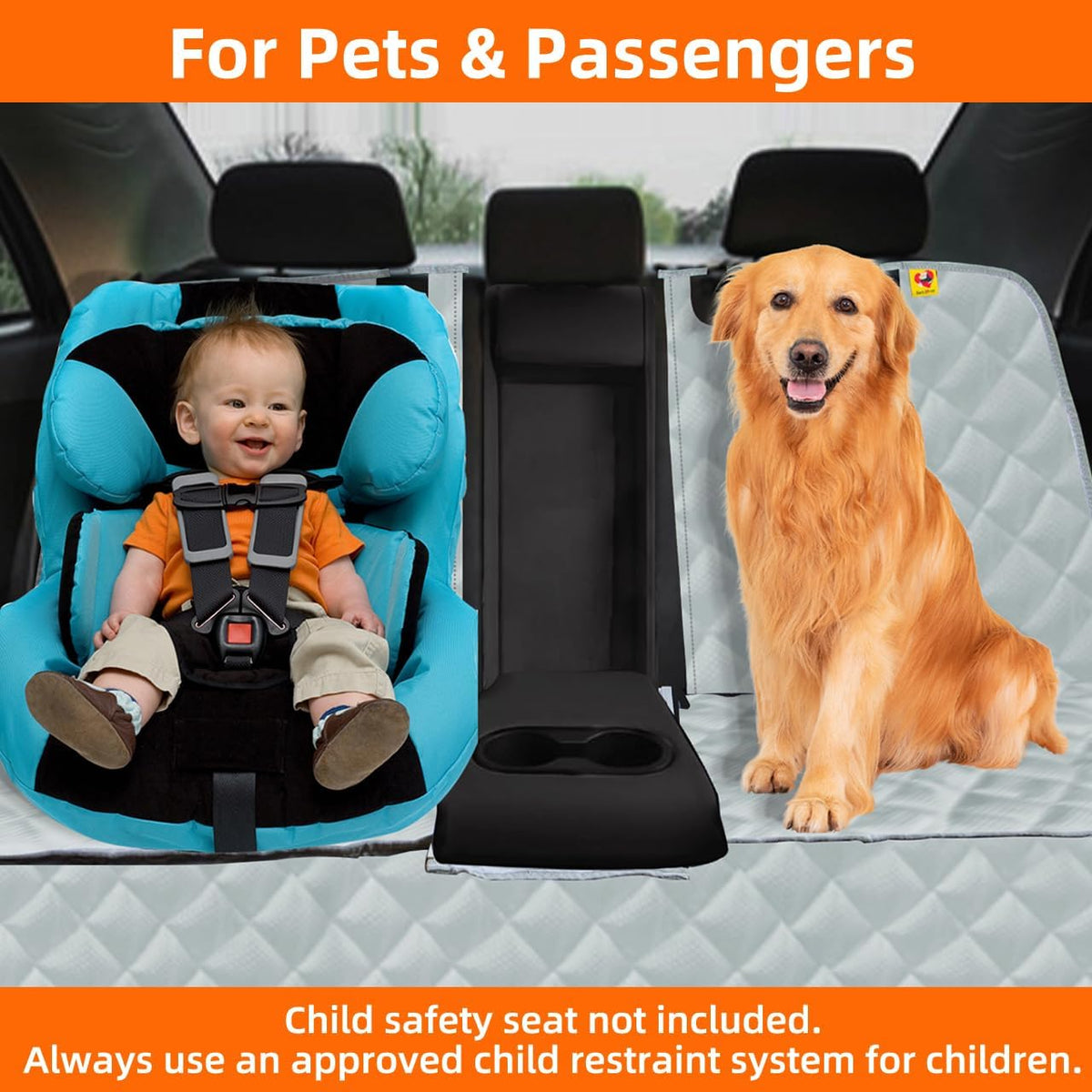 Dog Car Seat Cover for Back Seat, Waterproof Bench Backseat