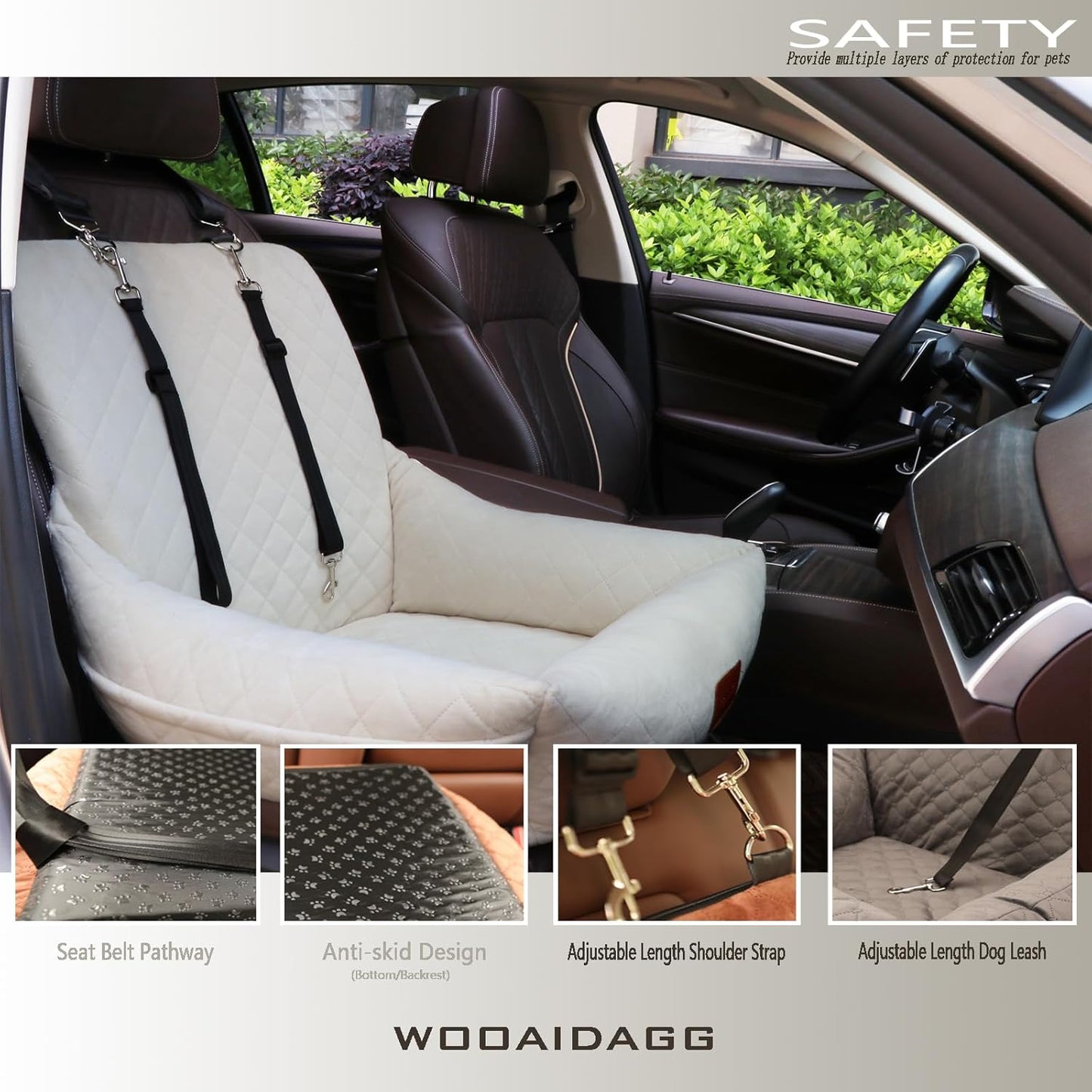 Dog Car Seat for Small Dogs,Ultra-Soft Fabric,2 Storage