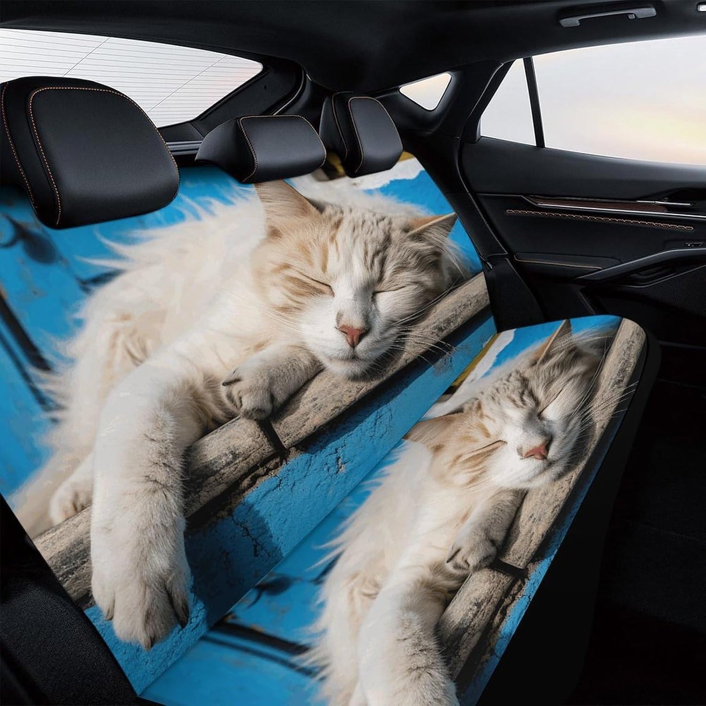 Sleeping Little Cat Dog Car Seat Covers Waterproof Truck