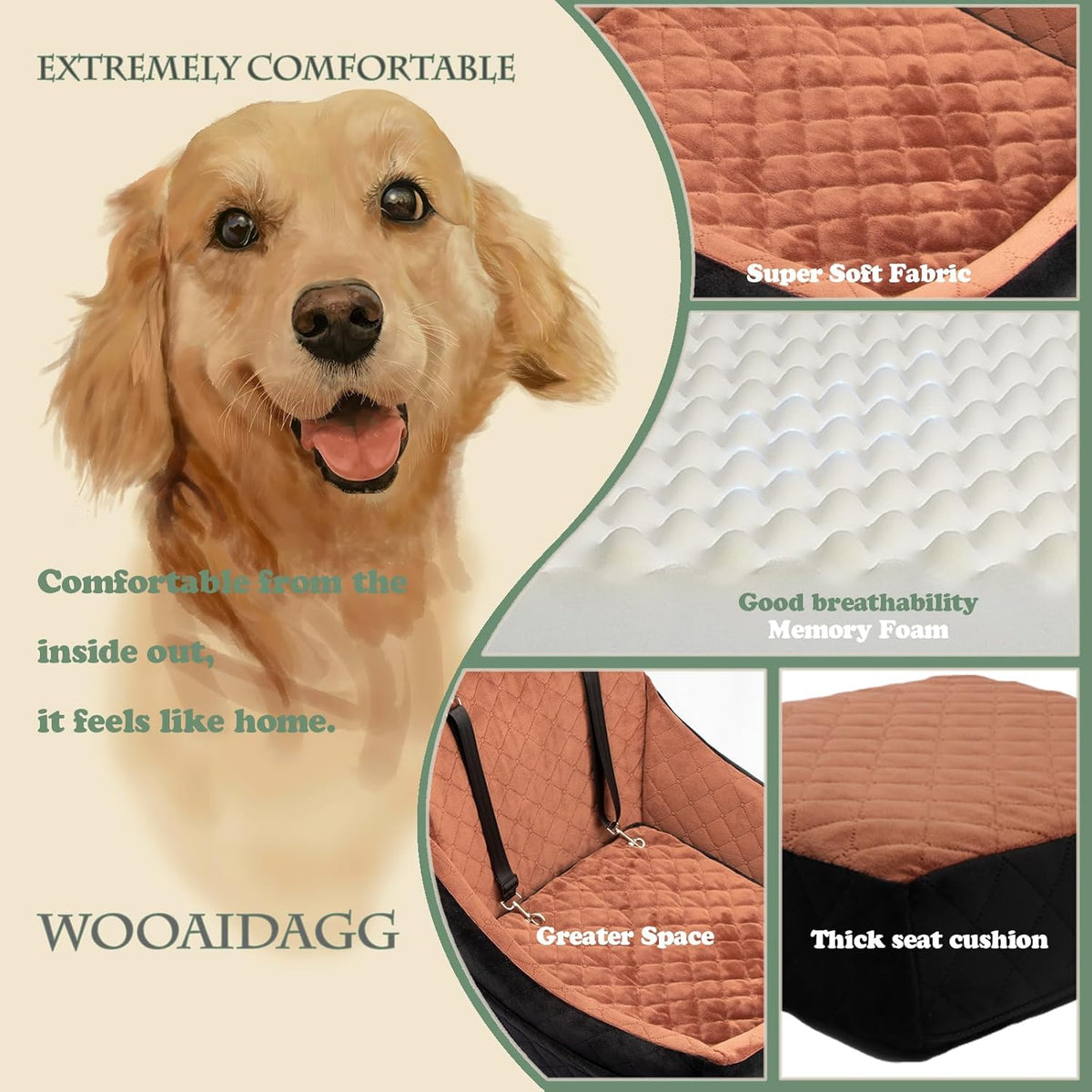 Dog Car Seat for Medium Sized Dog,Pet Travel Car Bed with