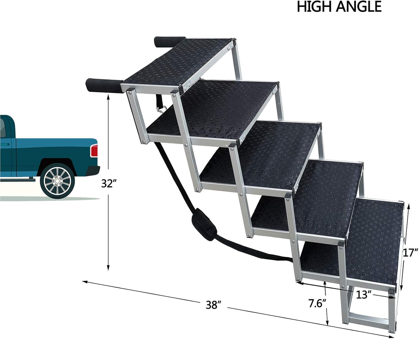 Dog Ramps with 5 Stairs, Upgraded Aluminum Frame Pet Steps