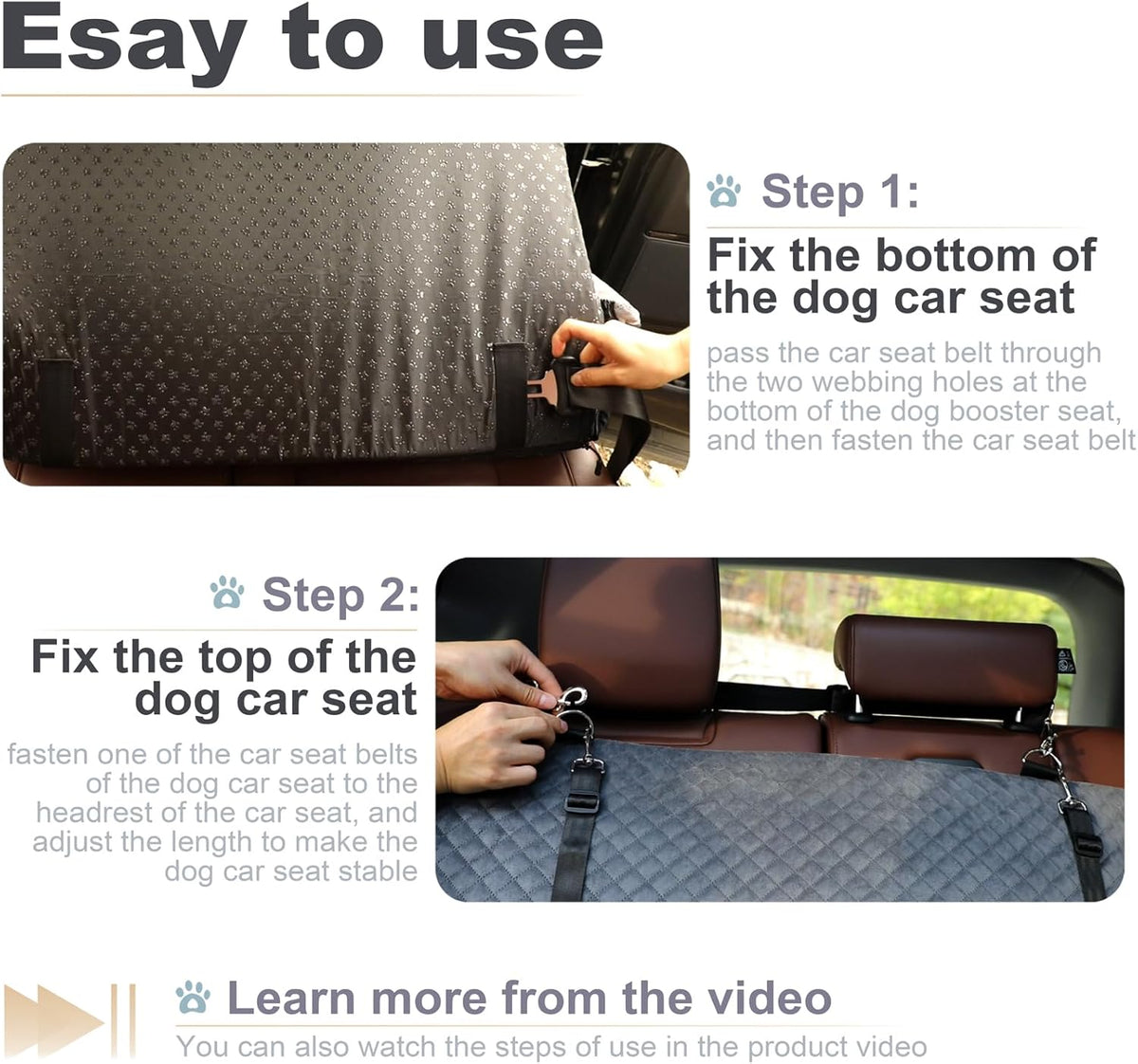 Dogs Car Seat and Bed 2 in 1,Pet Car Bed for 2 Small or 1