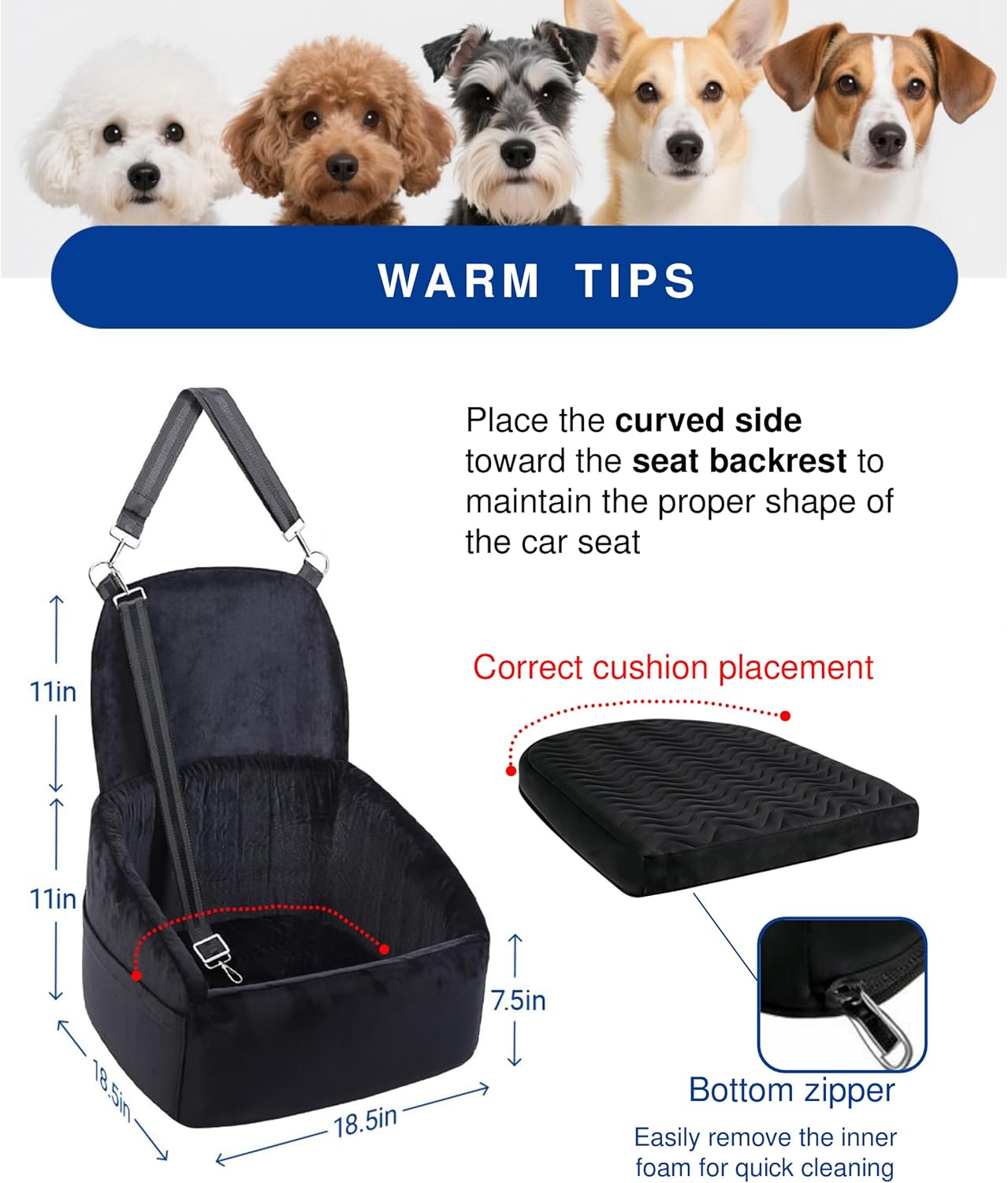 Dog Car Seat for Small Medium Dogs, Dog Booster Seat with