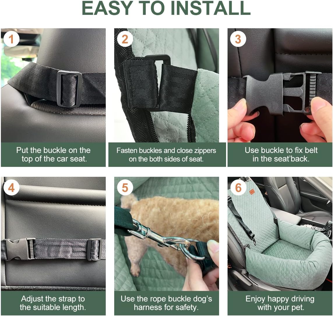 Dog Car Seat for Small Medium Dogs Up to 40lbs, Detachable