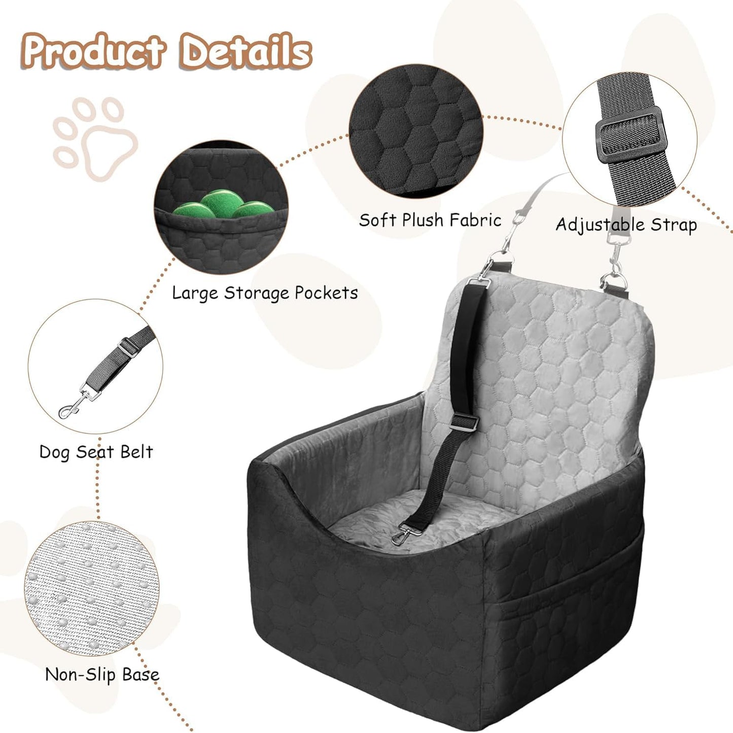Dog Car Seat for Small/Medium Dogs - Dog Booster Seat with