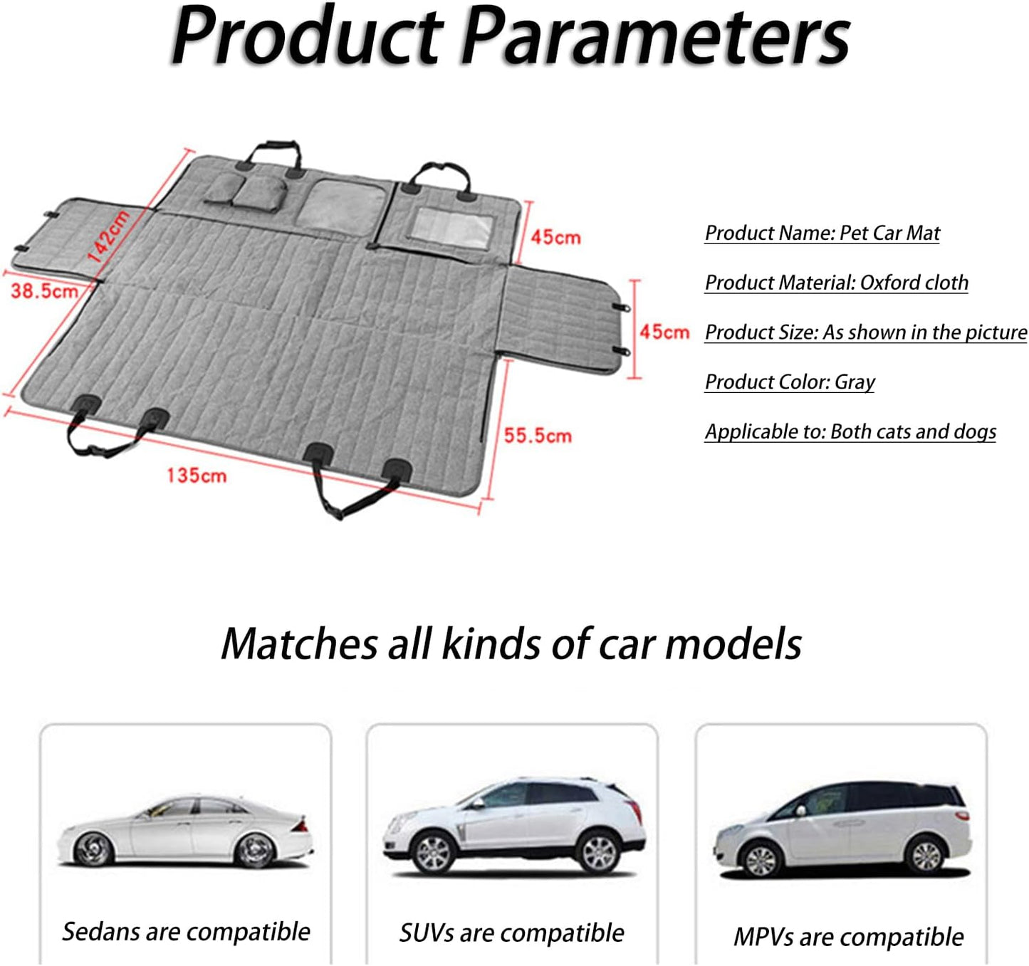 Dog Car Seat Cover for Back Seat, Back Seat Extender Seat