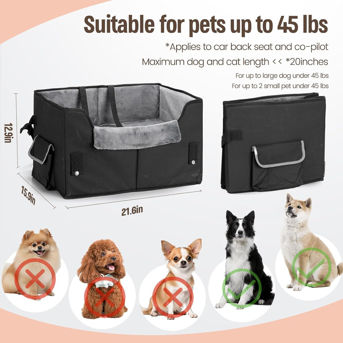 Dog Car Seat for Medium or Large Dogs Size Portable Car