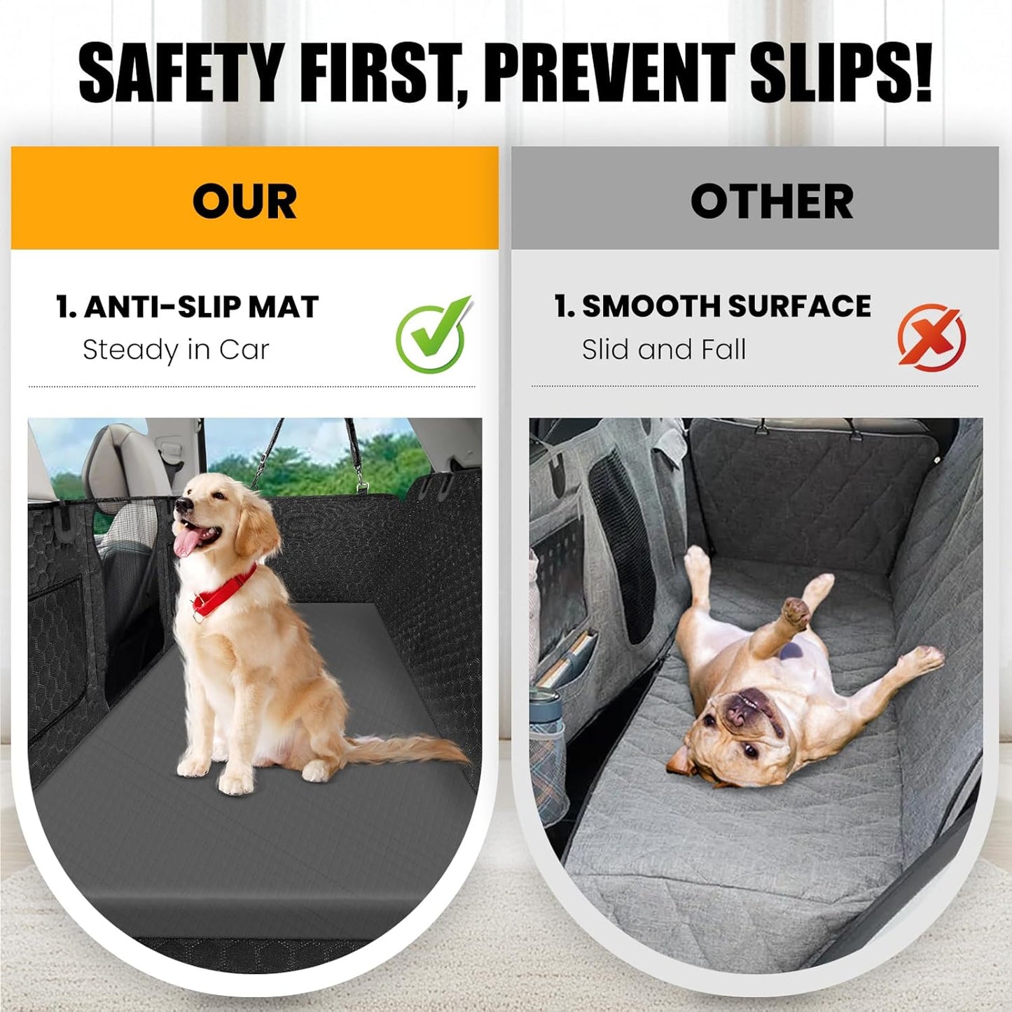 Dog Car Bed for Back Seat Cover, Supportive Foam Pet Mat