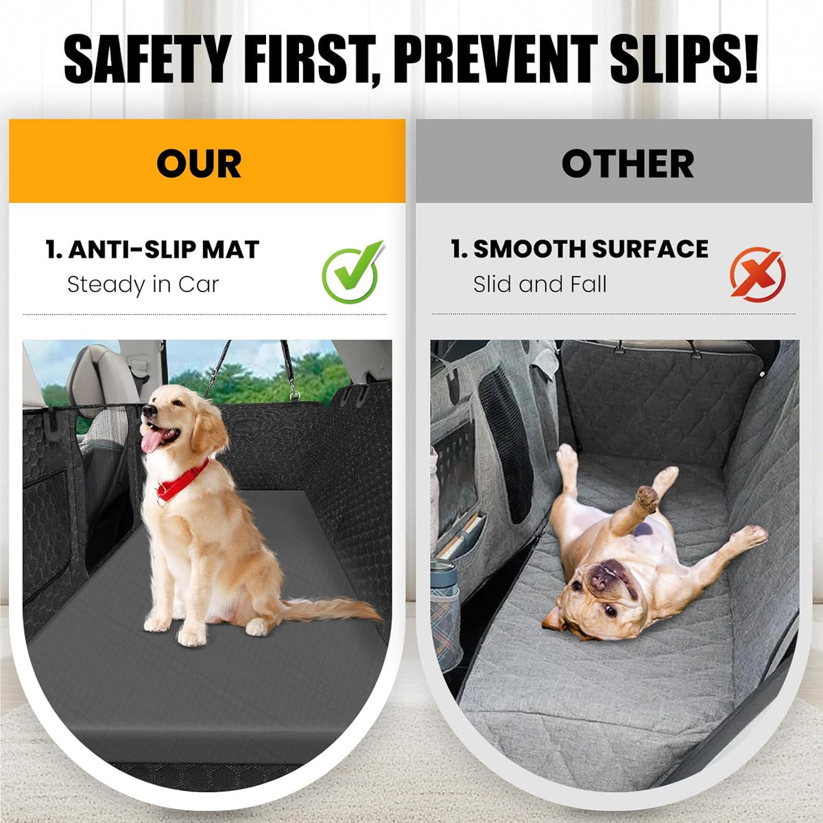 Dog Car Bed for Back Seat Cover, Supportive Foam Pet Mat