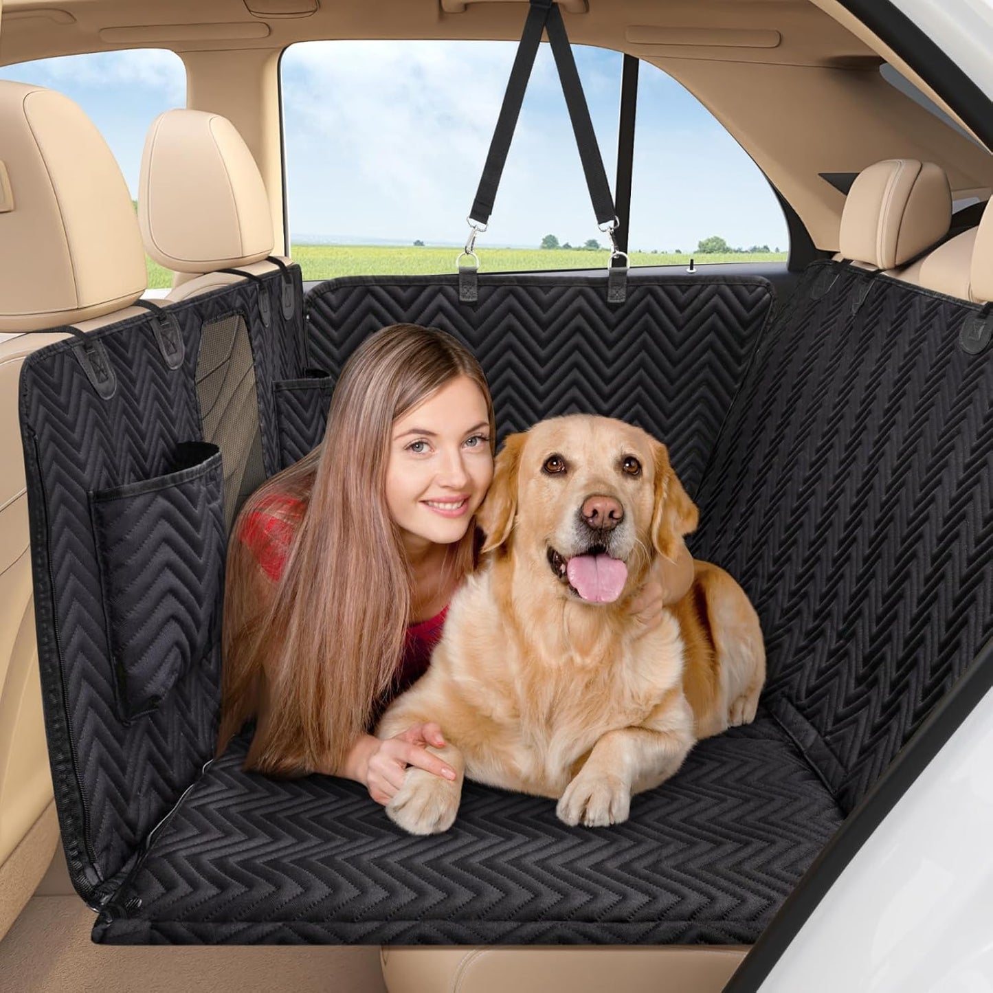 Dog Car Seat Cover for Back Seat - Back Seat Extender for