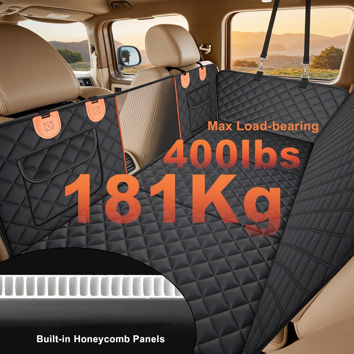 Holds 400lbs Hard Bottom Back Seat Extender for Dogs