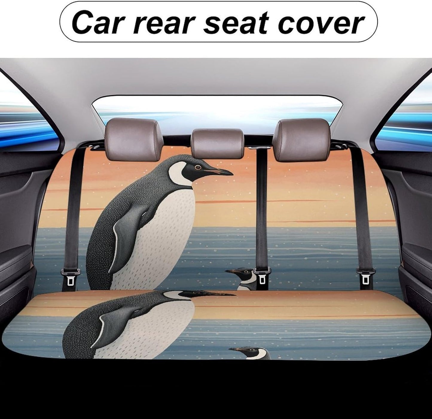 Hand Drawn Penguin Dog Car Seat Covers Waterproof Truck