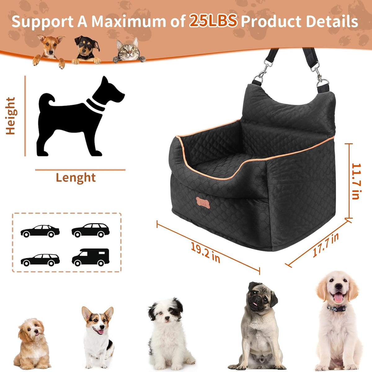 Dog Car Seat - Memory Foam Dog Booster Seats for Small Dogs
