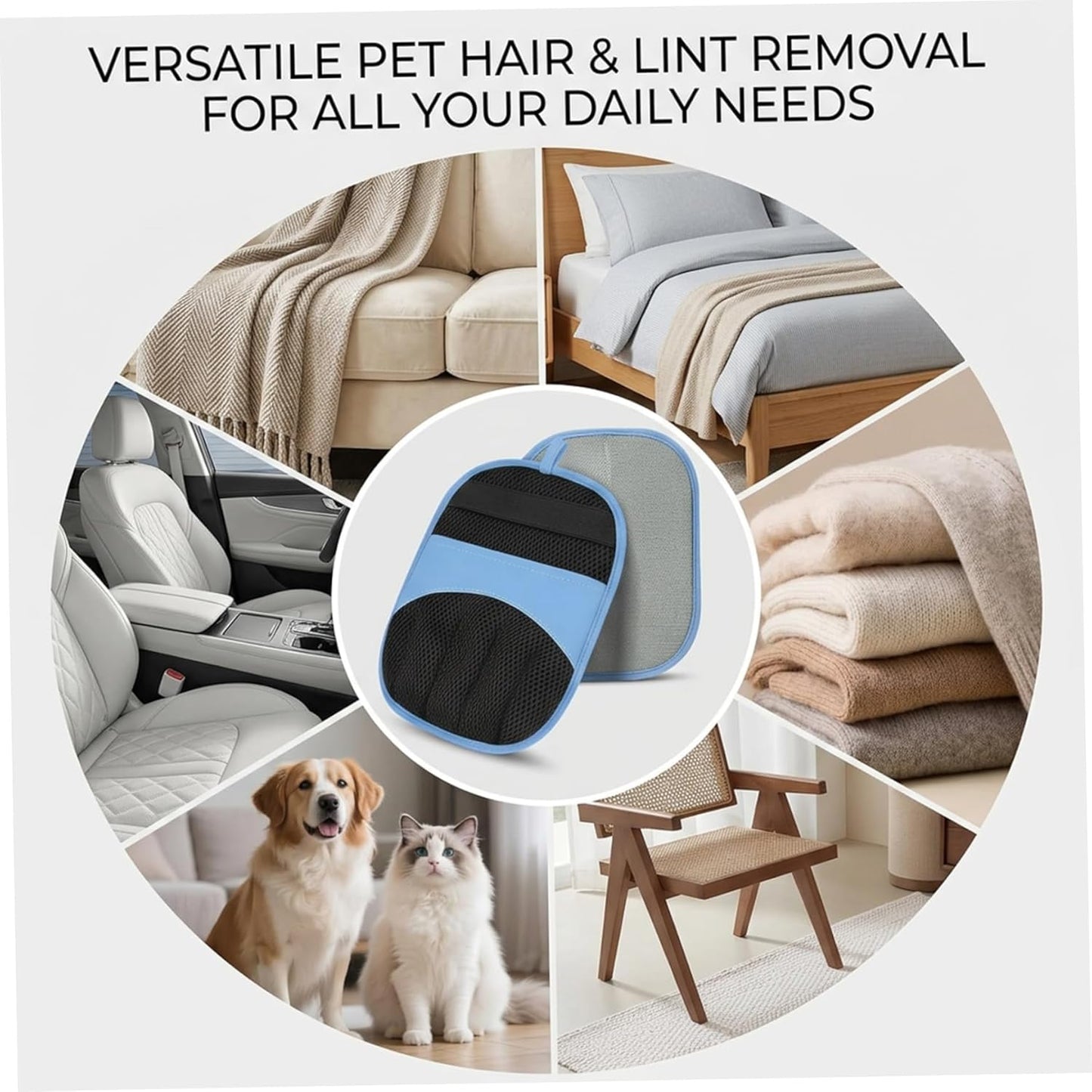 Pet Hair Remover Glove 2-Pack, Grooming and Cleaning Glove