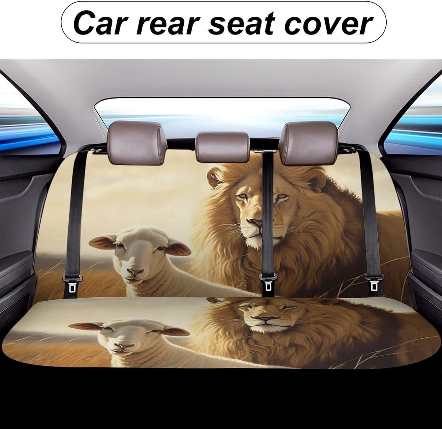 Lion Sheep Dog Car Seat Covers Waterproof Truck Back Seat