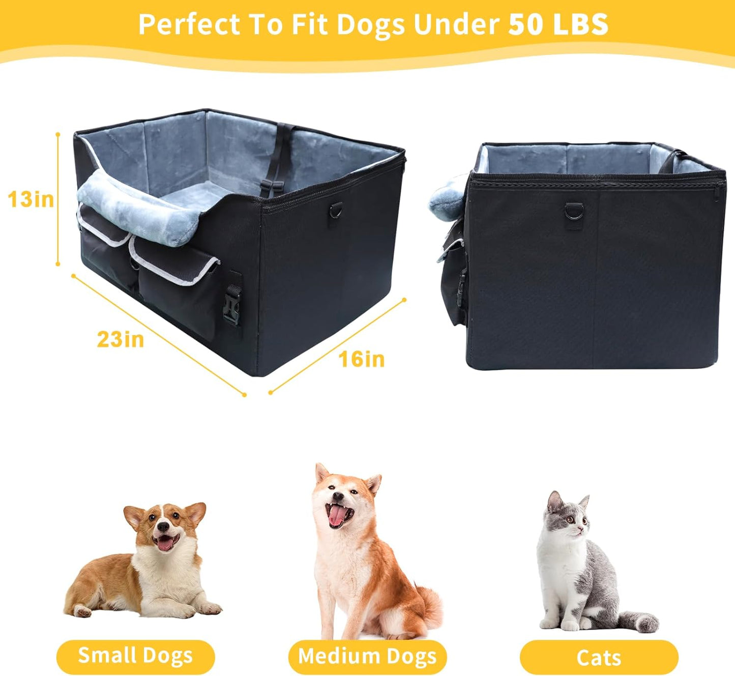 Foldable Dog Car Seat for Small/Medium Dogs,Potable Puppy
