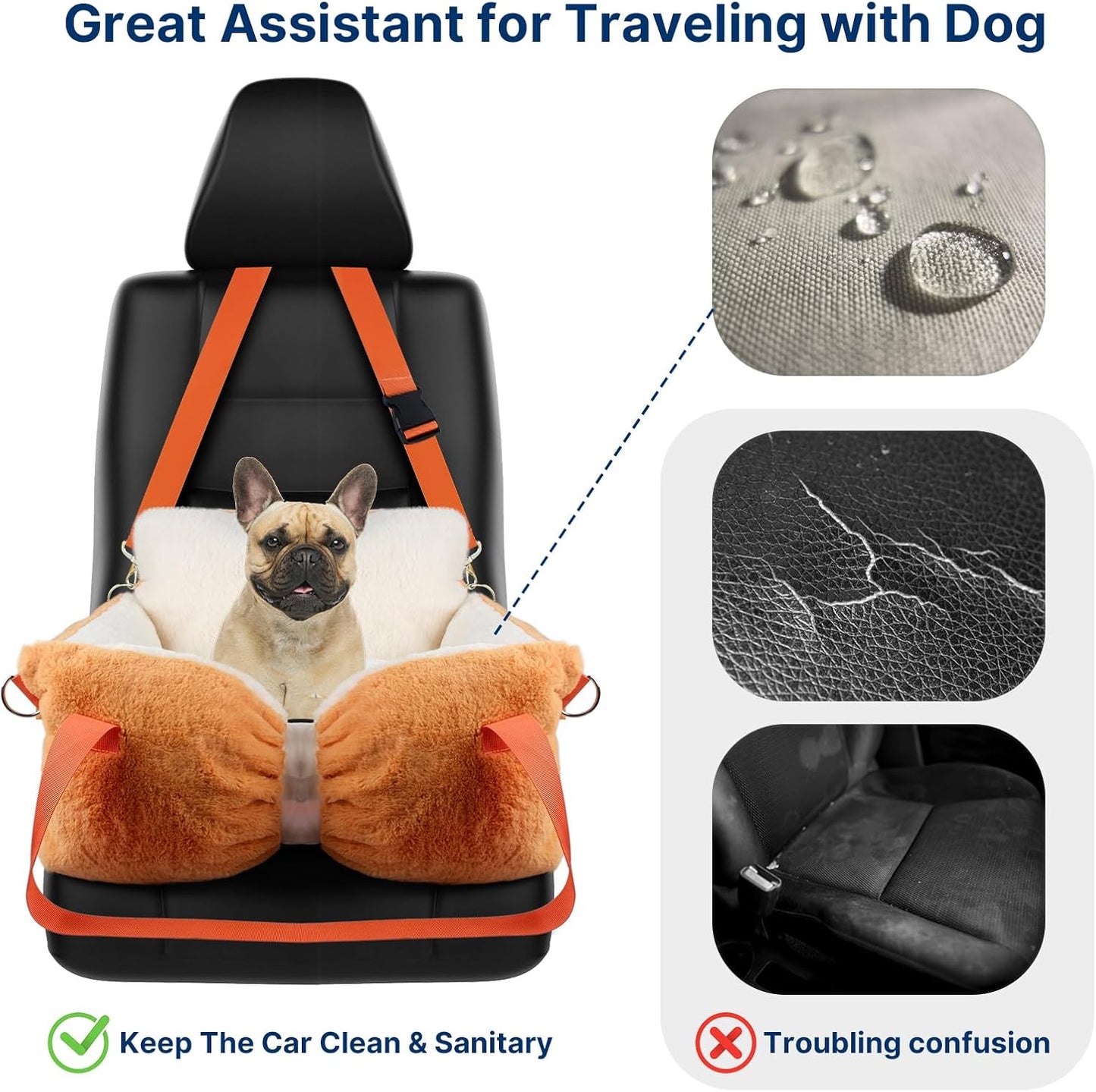 Fuzzy Dog Bed Car Seat, Easy to Carry Small Dog Car Seat