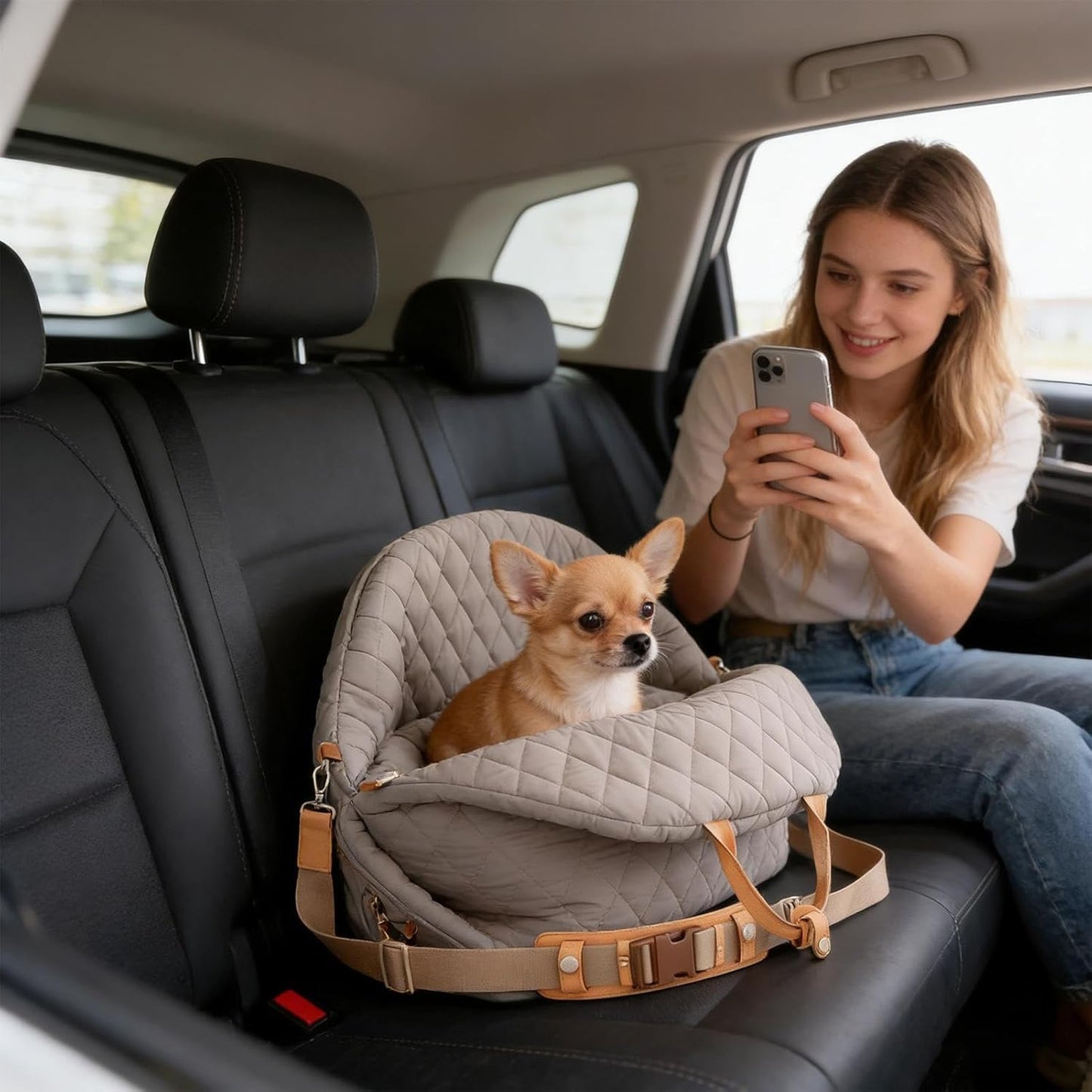 Dog Car Seat for Medium & Small Dogs - Waterproof with