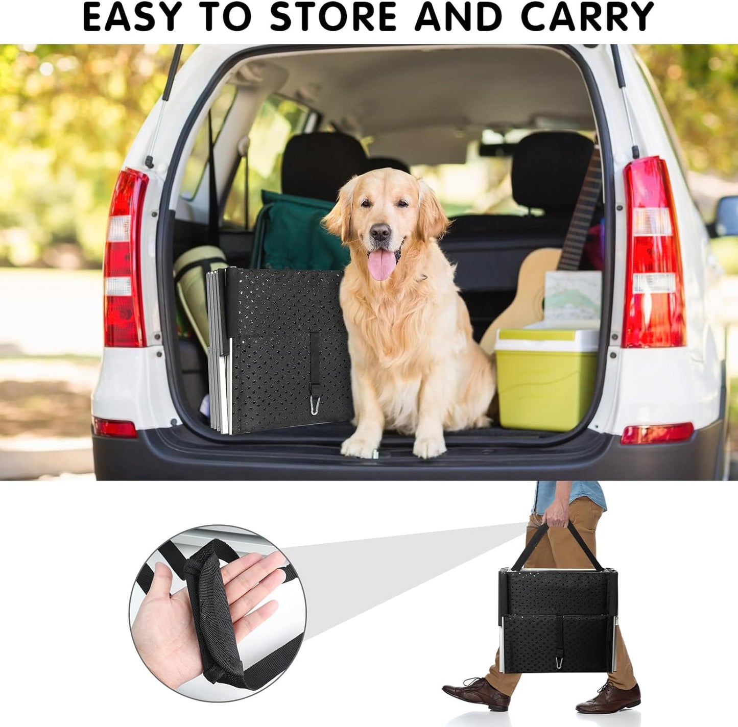 Dog Ramp for Car, 4-Step Folding Dog Stairs, Aluminum