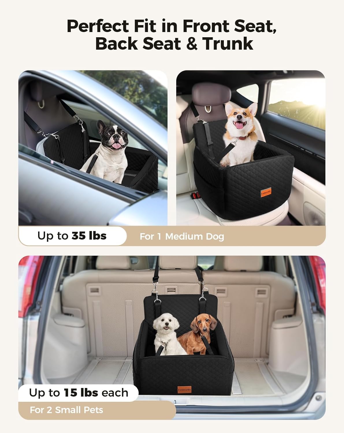 Dog Car Seat for Small & Medium Dogs Under 35lbs