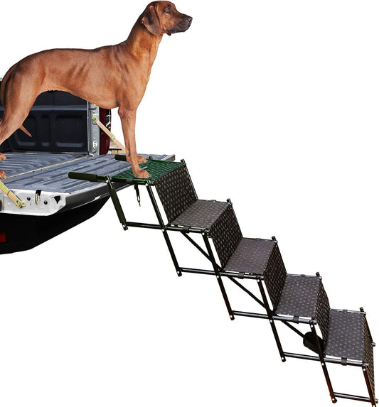 Upgraded Dog Stairs, Metal Frame Foldable Large Dog Step