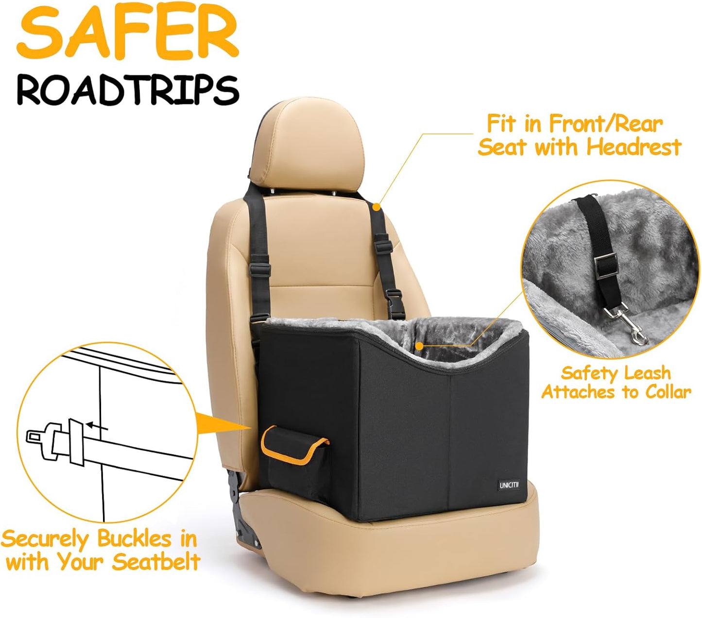 Dog Car Seat for Small Dogs, Elevated Dog Booster Seat Pet