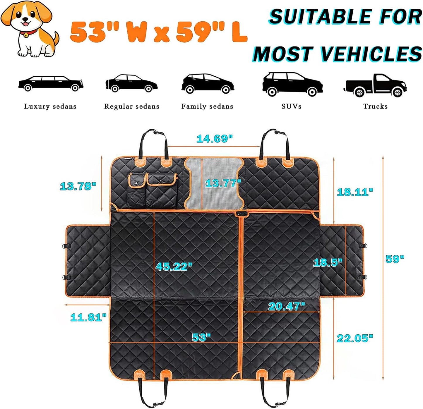 Dog Car Seat Cover for Back Seat for Nissan Pathfinder