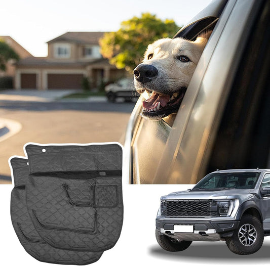 2PCS Dog Car Door Protector with Mesh Pocket Compatible
