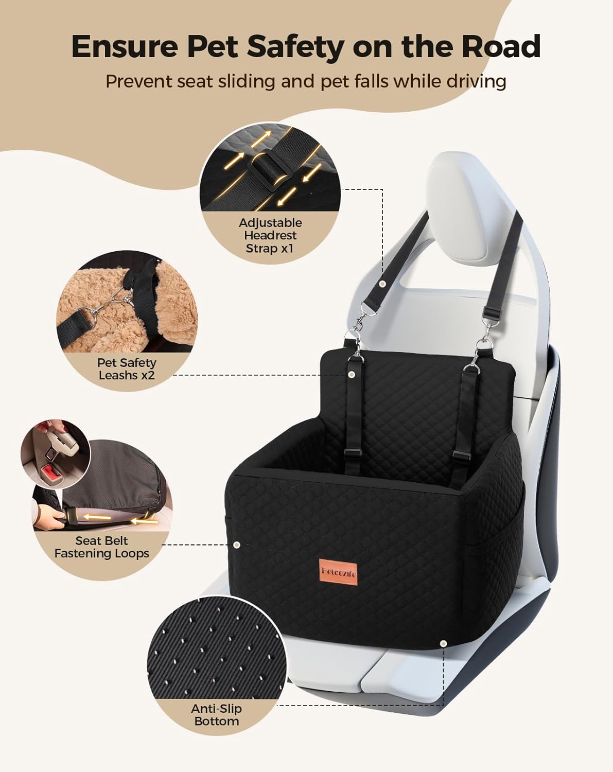 Dog Car Seat for Small & Medium Dogs Under 35lbs