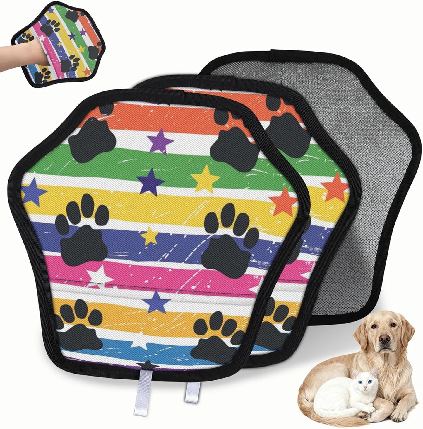 Dog Paw Print Kawaii 2Pcs Electrostatic Reusable Pet Hair