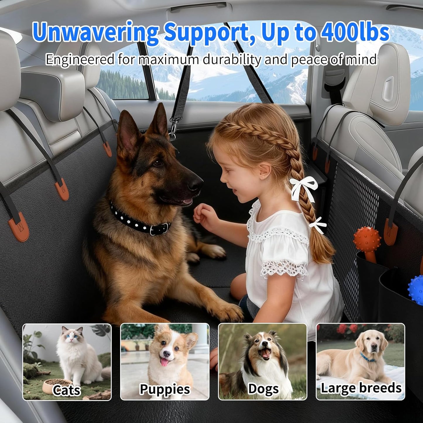 Back Seat Extender for Dogs, Heavy-Duty Hard Bottom