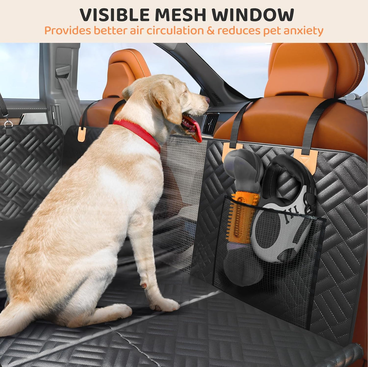 PROZAR Dog Car Seat Cover for Back Seat, Hard Bottom Back Seat Extender for Dog, Back Seat Pet Cover for Dogs - Supports 400lbs, Waterproof Heavy Duty Scratch Dog Hammock for Car SUV and Small Truck