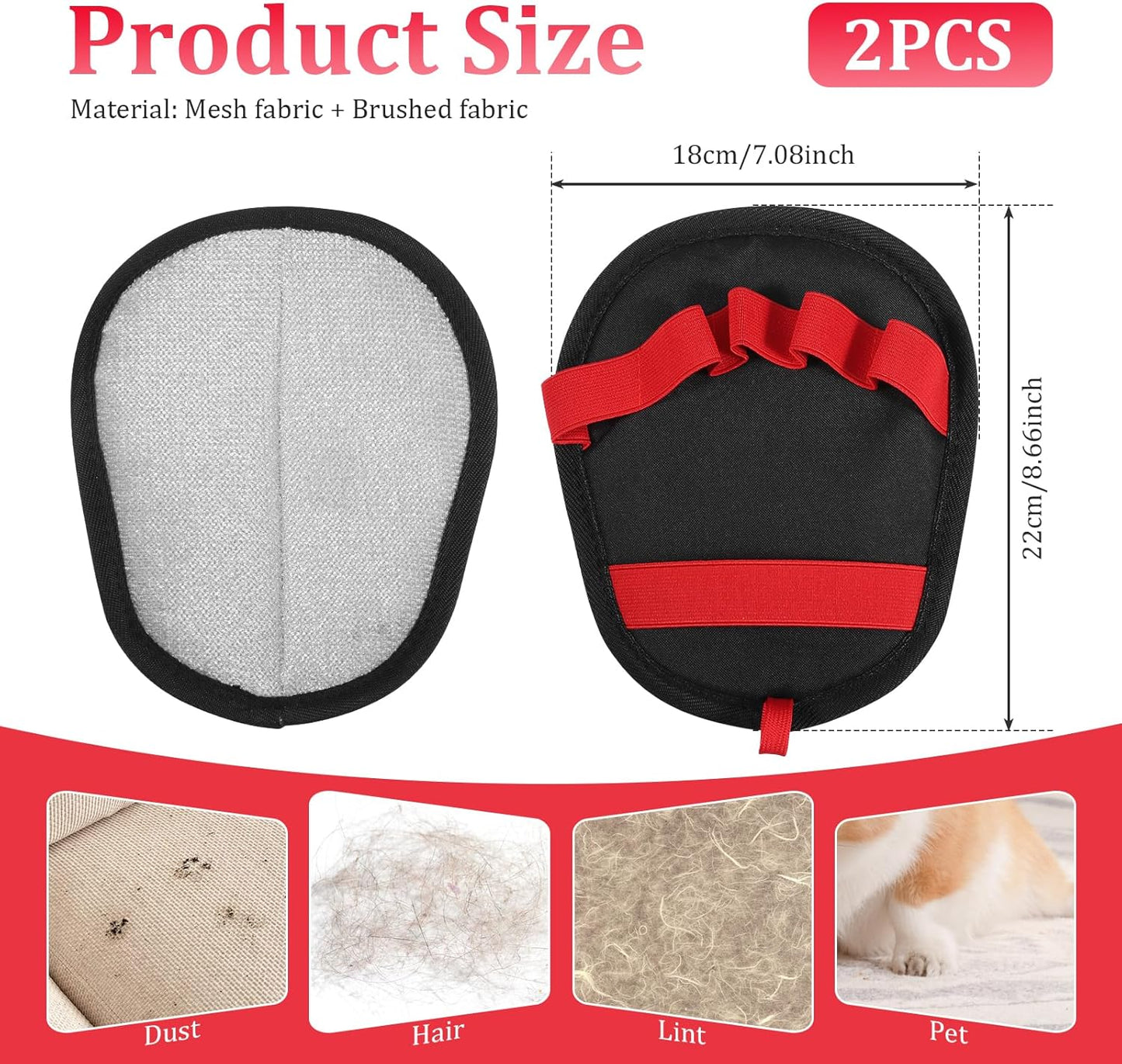 2PCS Pet Hair Removal Glove - Electrostatic Mitt Reusable