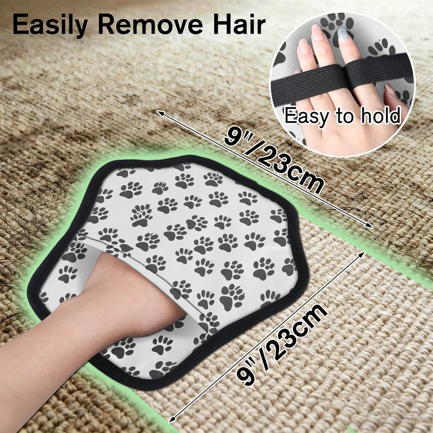 Black White Paw Print 2Pcs Electrostatic Reusable Pet Hair