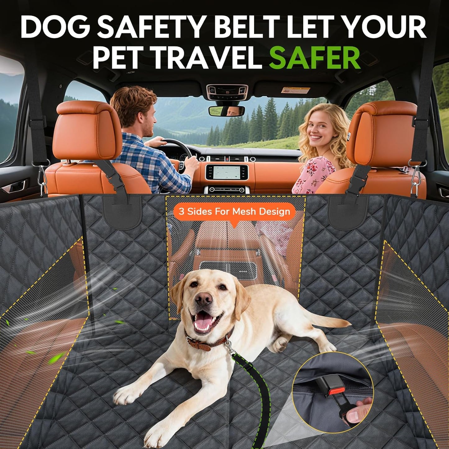 Large PU Dog Car Seat - Waterproof Dog Back Seat Cover with