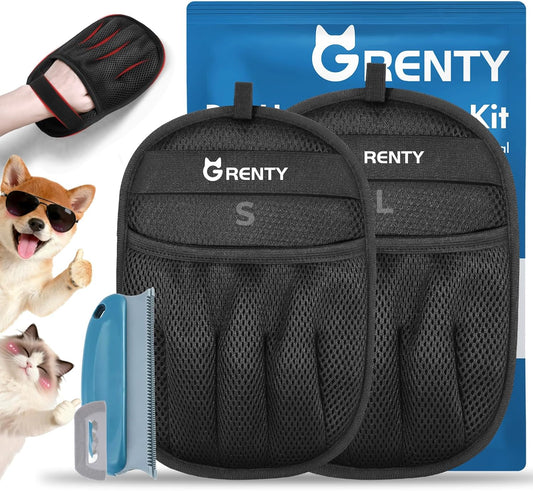 2 PCS Pet Hair Removal Glove , Upgraded Five-Finger