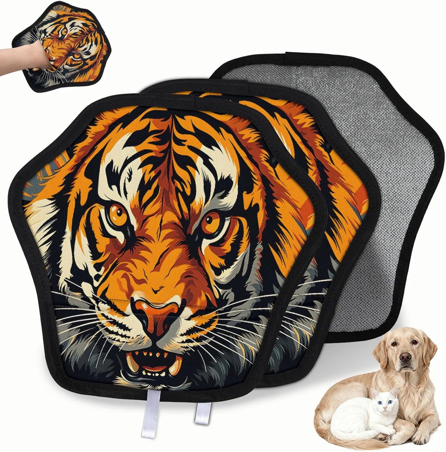 Wild Animal Tiger 2Pcs Electrostatic Reusable Pet Hair