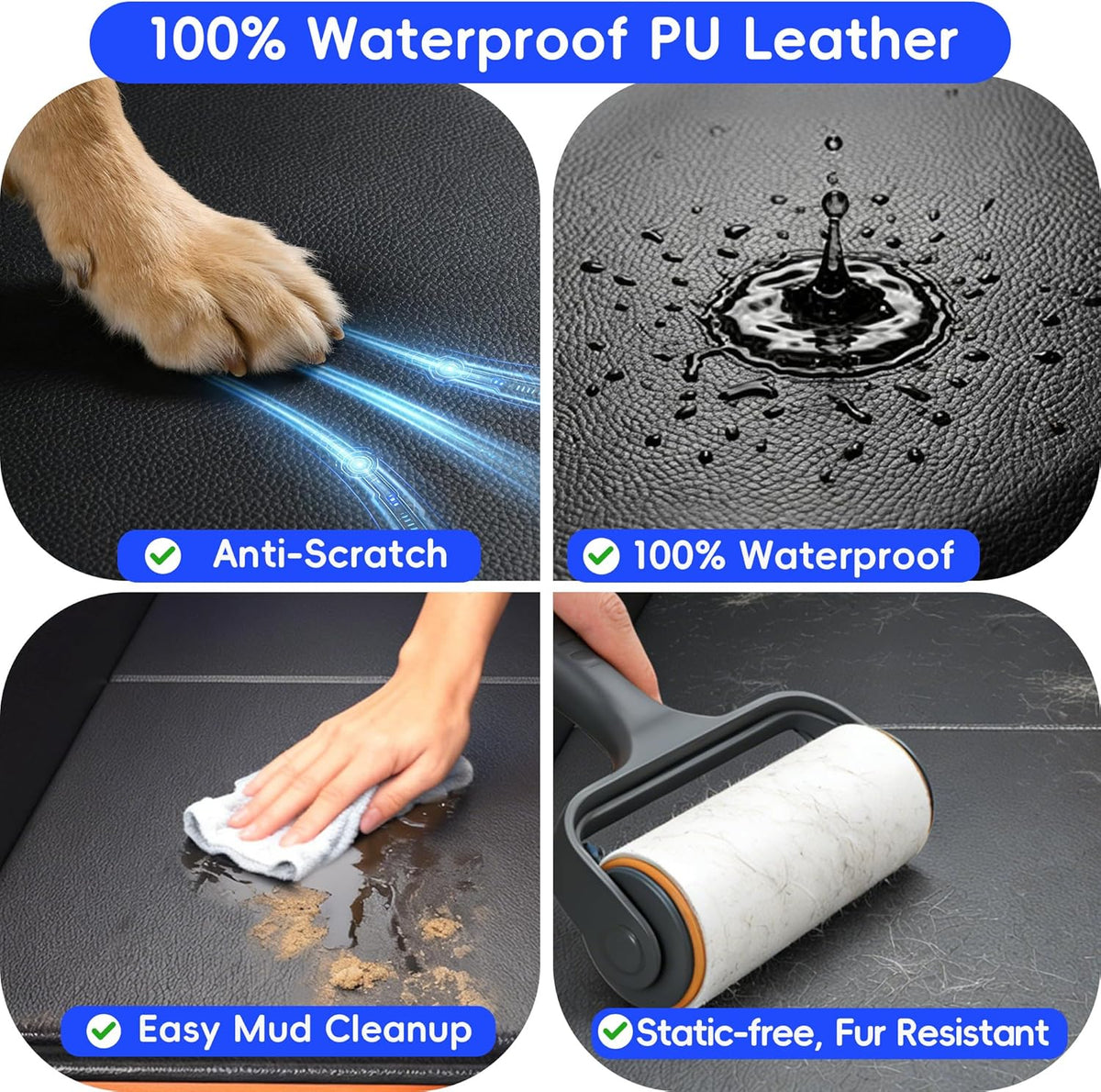 2-In-1 Heavy-Duty Hard Bottom Dog Hammock for Car, PU