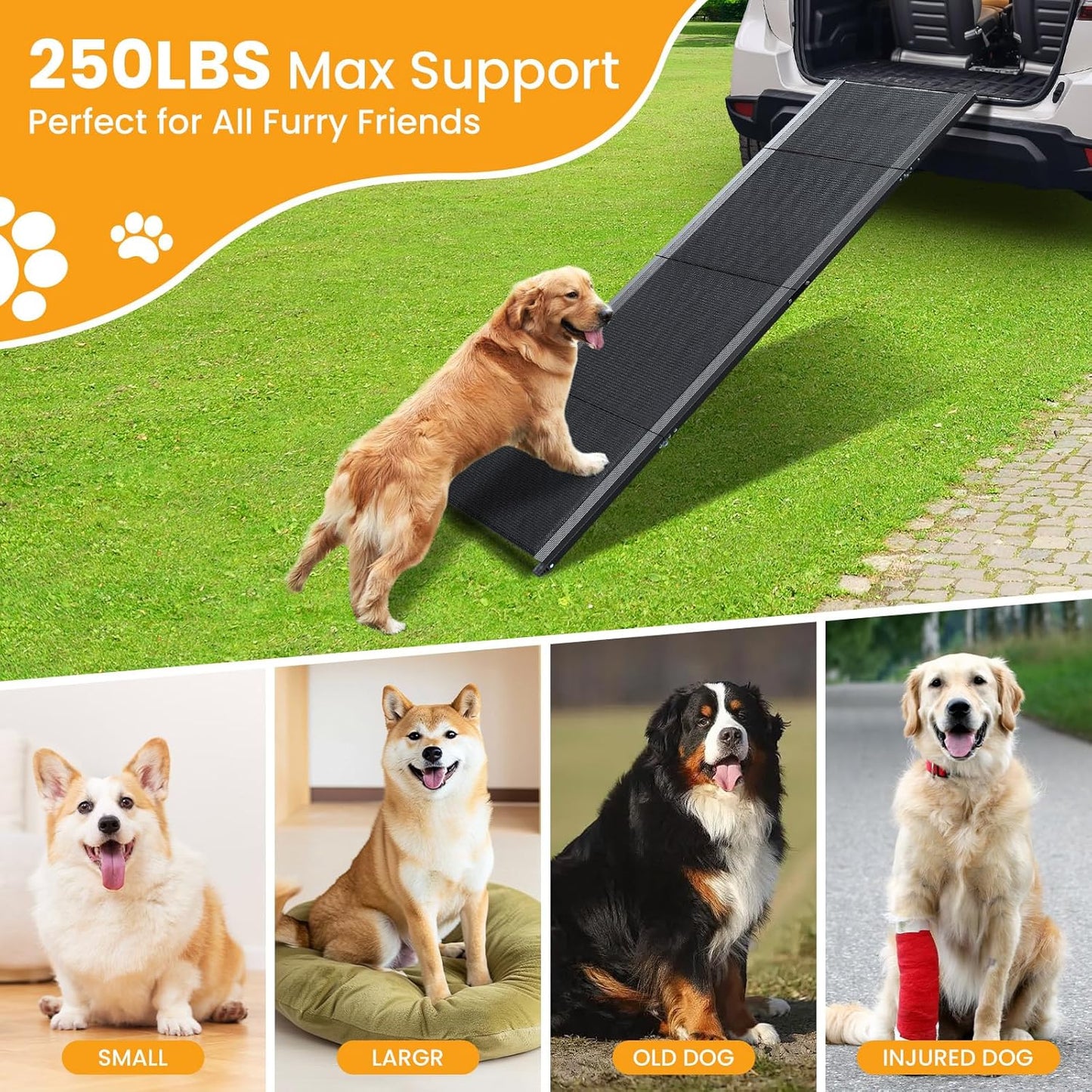 Dog Ramp for Car, 71''x 17'' Pet Ramp for Large Dogs with