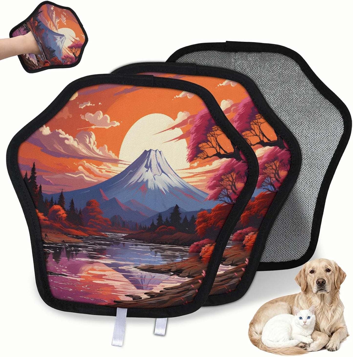 Pet Hair Removal Glove for Dogs Cats Reusable Washable Set