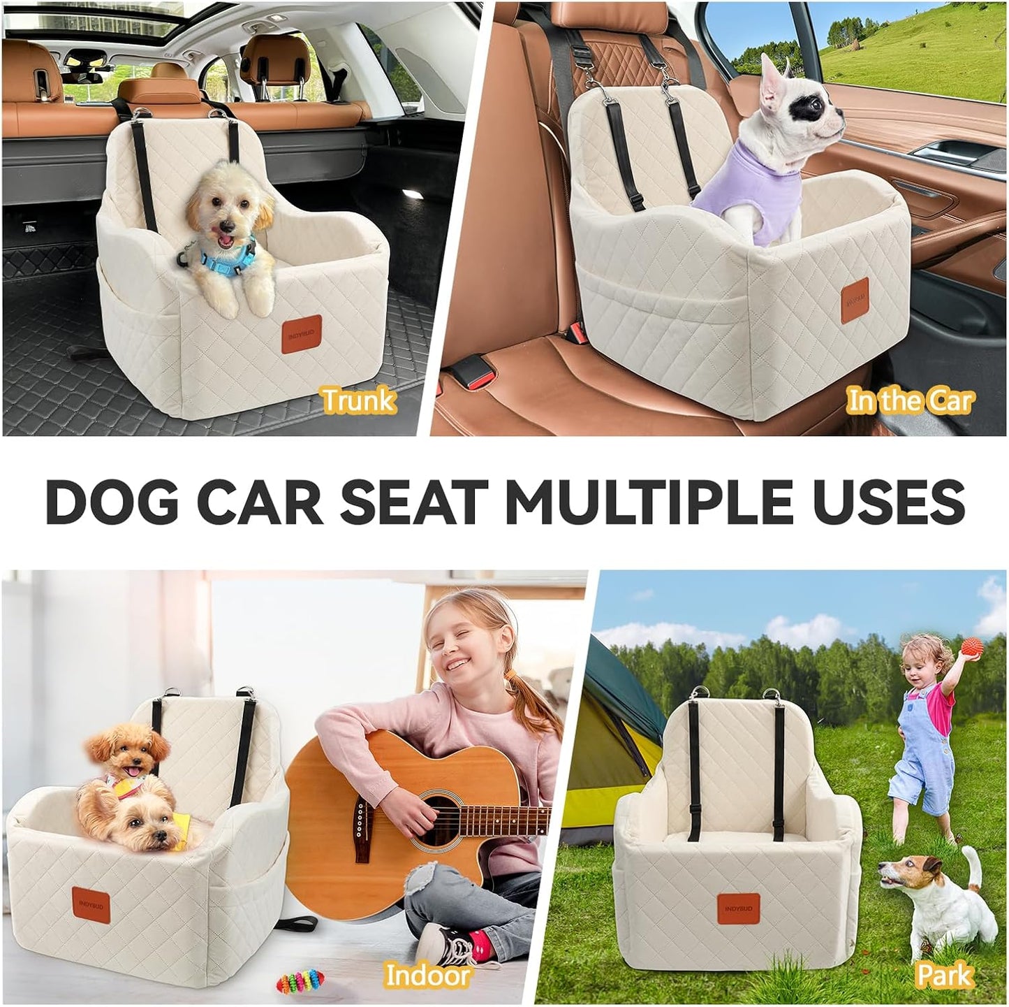 Dog Car Seat for Small Medium Dogs Up to 35lbs, Detachable