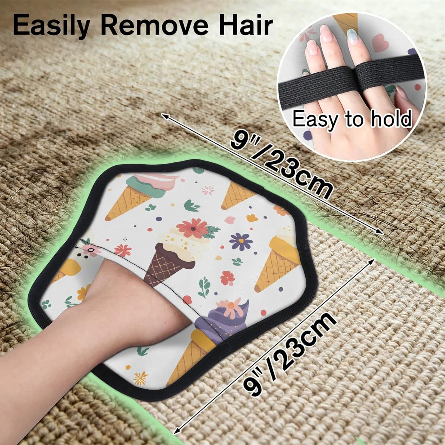 Cute Ice Cream 2Pcs Electrostatic Reusable Pet Hair Removal