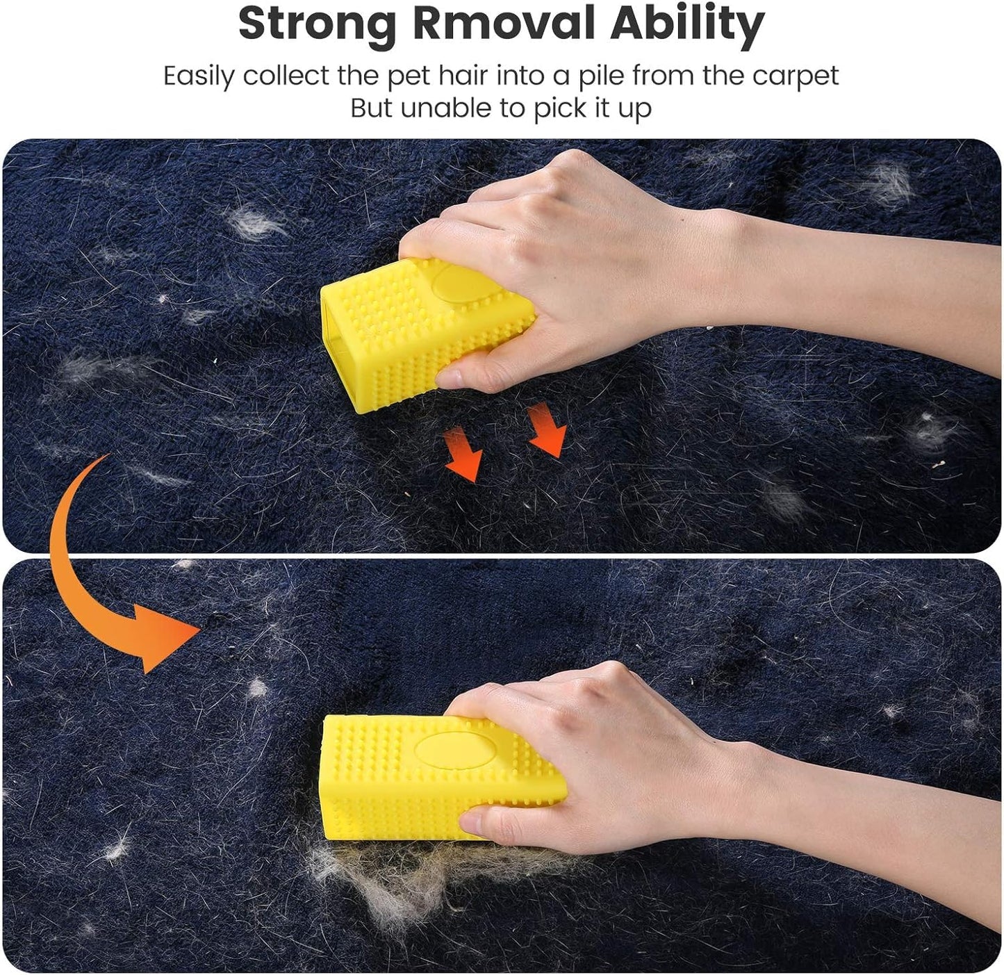 Pet Hair Remover for Furniture and Carpets - Rubber Brush