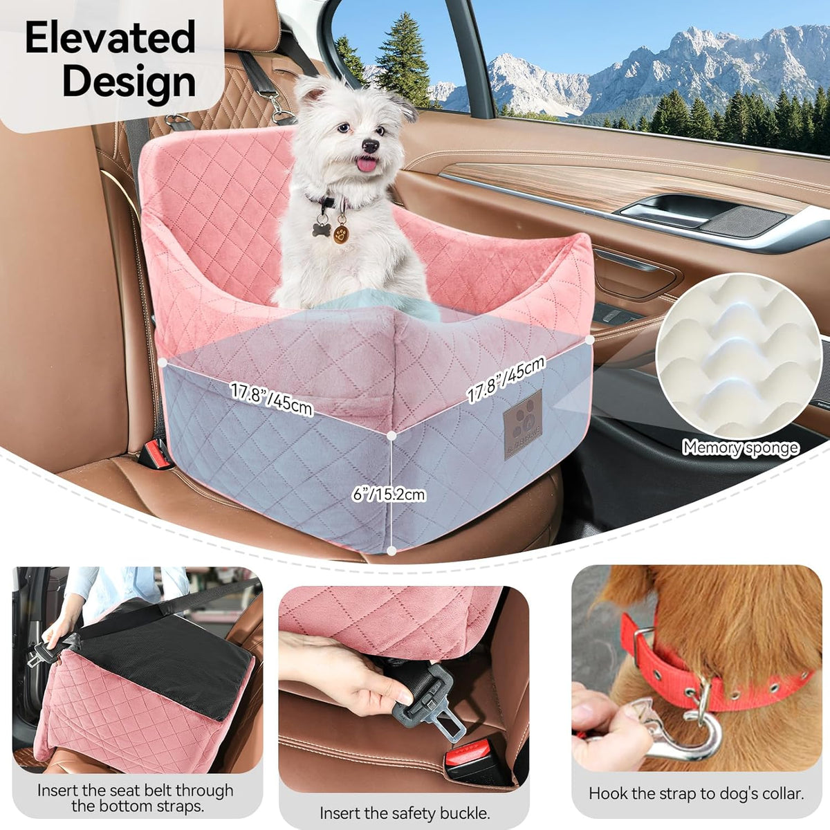 Dog Car Seat for Small/Medium Dogs, Dog Booster Car Seats